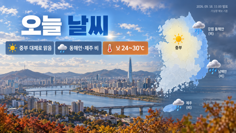 오늘 날씨, 전국이 똑같지 않습니다…9월 18일 비 오는 곳은 어디?