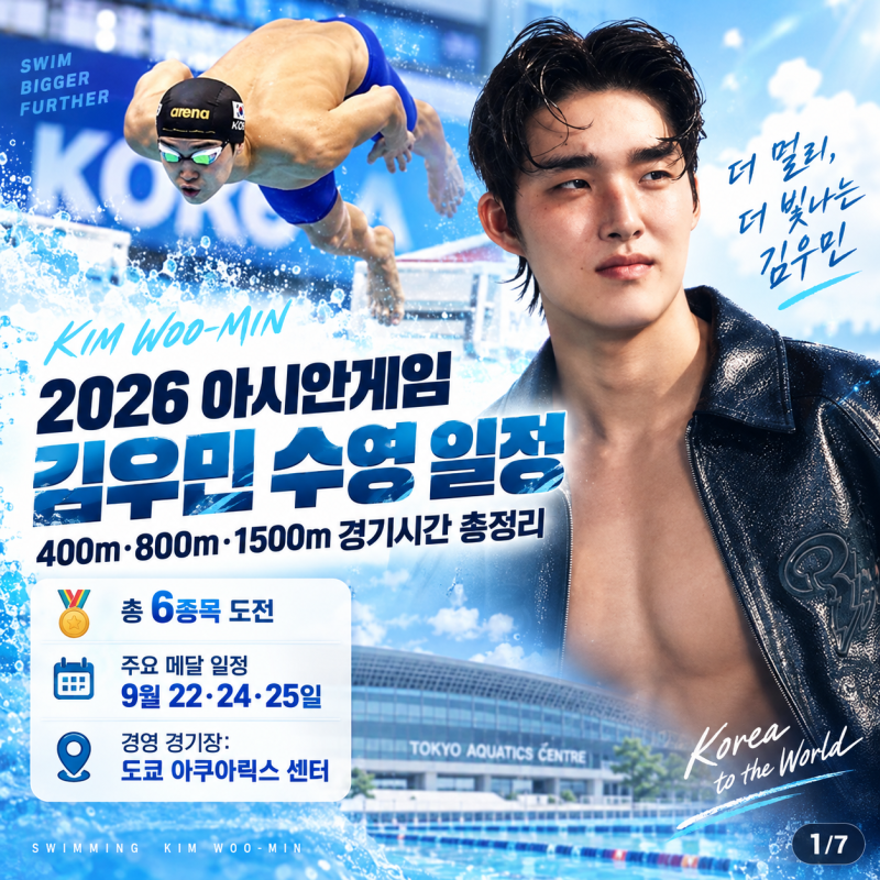 2026 아시안게임 김우민 수영 일정｜400m·800m·1500m 경기시간 총정리