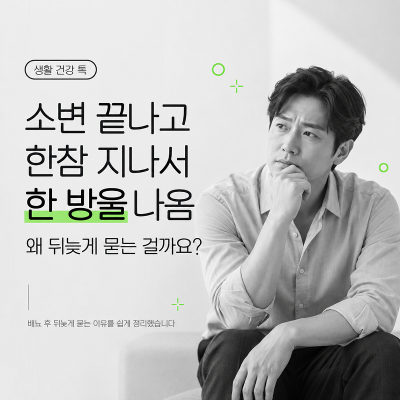 소변 끝나고 한참 지나서 한 방울 나옴 왜 뒤늦게 묻는 걸까 남자라면 확인할 점