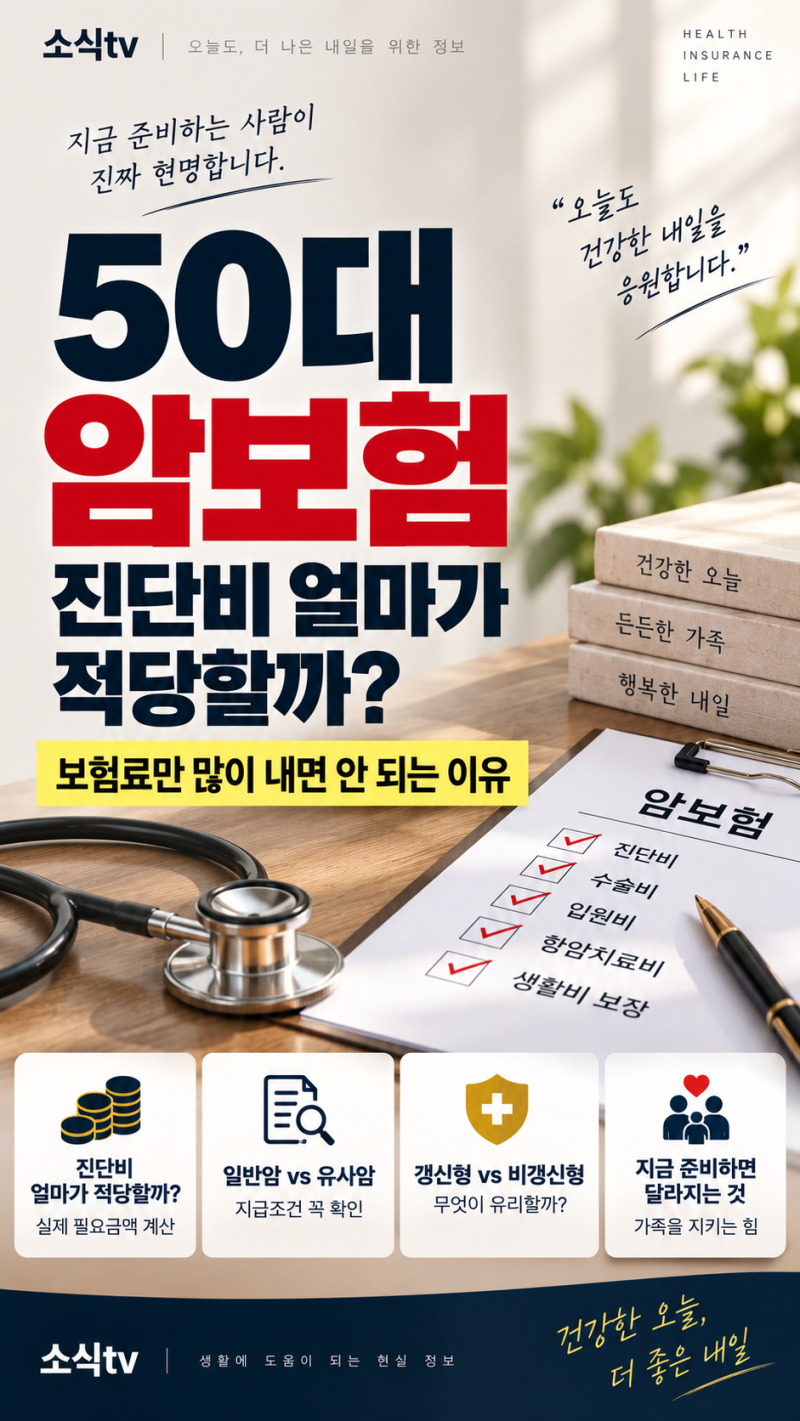 50대 암보험 진단비 얼마가 적당할까? 보험료만 많이 내면 안 되는 이유