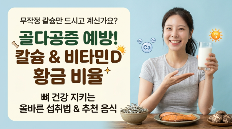 골다공증 예방의 핵심! 비타민 D와 칼슘의 올바른 비율 및 추천 음식