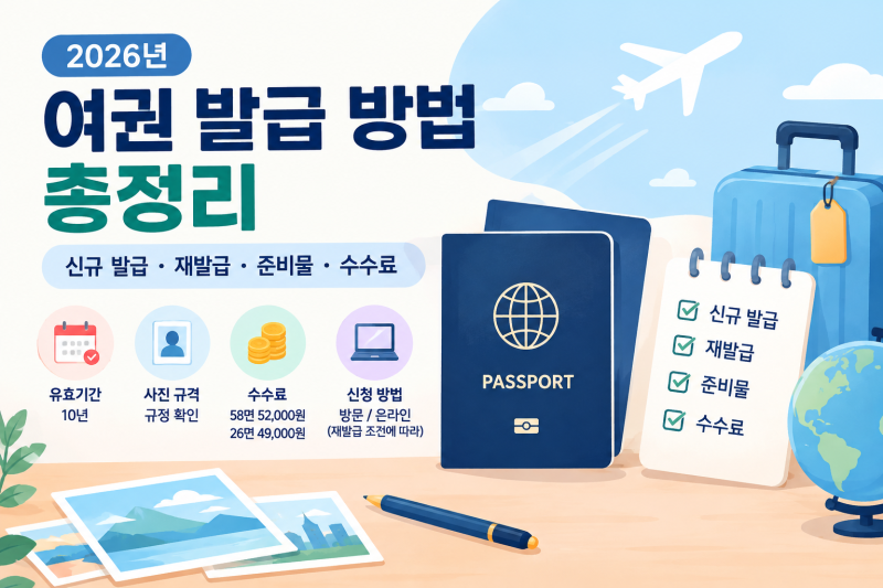 2026 여권 발급 방법 총정리｜신규 발급·재발급 준비물과 수수료