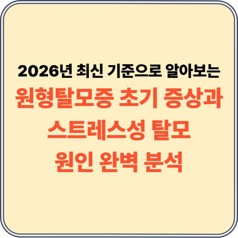 원형탈모증 스트레스성 탈모 치료 방법 초기 증상 회복 완벽 가이드
