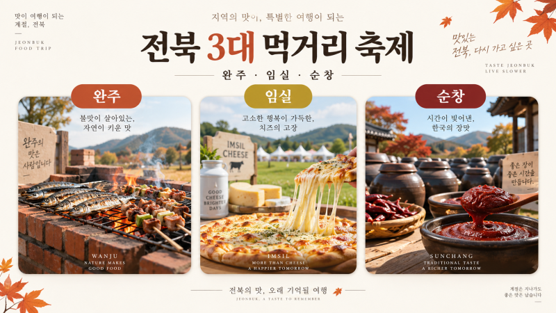 10월 전북 먹거리 축제 3곳, 완주 화덕구이부터 임실 치즈·순창 고추장까지