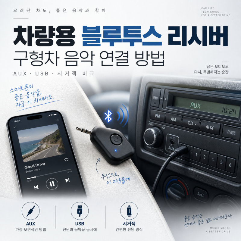 차량용 블루투스 리시버란? 구형차에서 스마트폰 음악 연결하는 방법과 구매 체크포인트