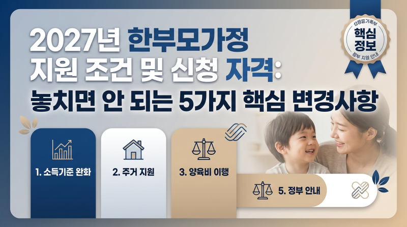 2027년 한부모가정 지원 조건 및 신청 자격: 놓치면 안 되는 5가지 핵심 변경사항