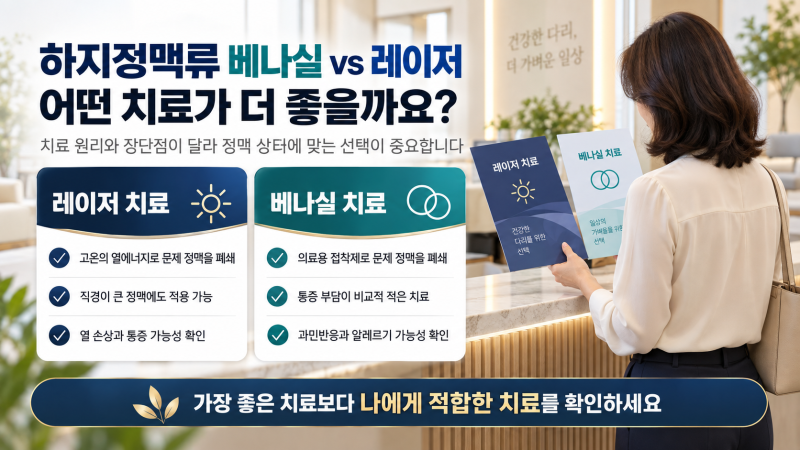 하지정맥류 베나실vs레이저 더 좋은 치료는 무엇인지 알고 싶다면?