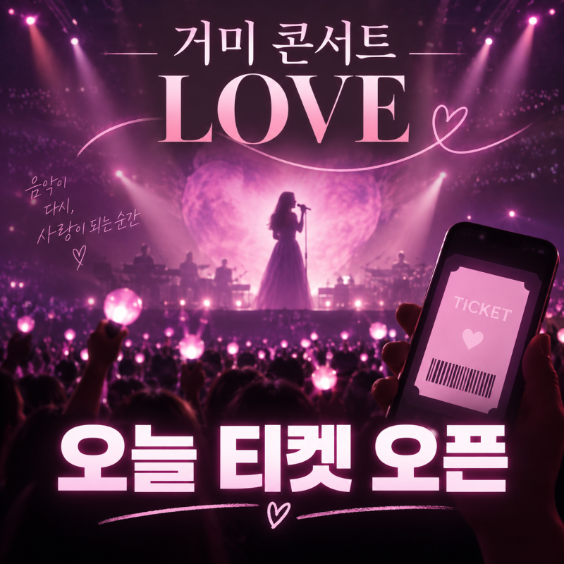 거미 투어 콘서트 2026 LOVE 오늘 예매｜성남 2시·부산 3시·대전 4시·서울 5시