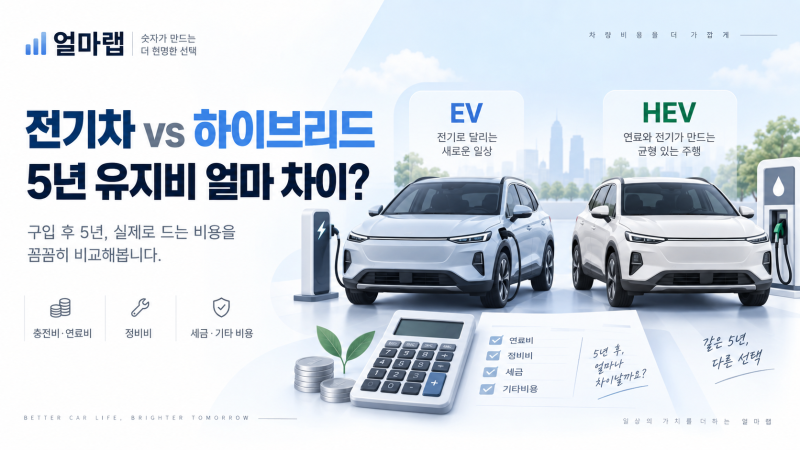 전기차 vs 하이브리드 5년 유지비 비교｜연료비·세금·보험까지 얼마 차이날까?