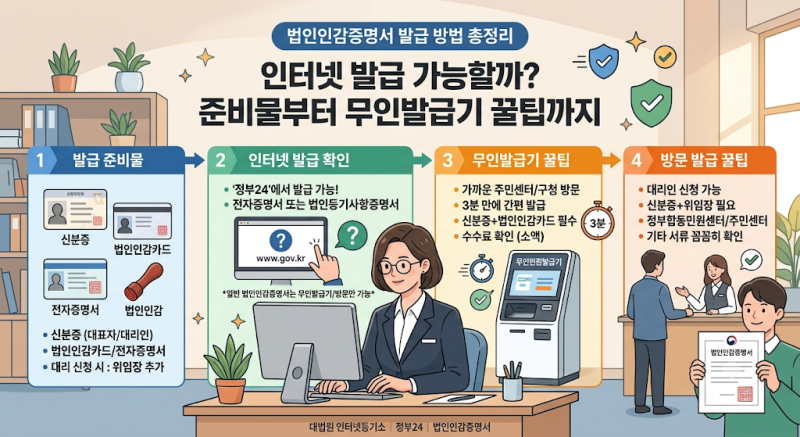 법인인감증명서 발급 방법 인터넷 발급 가능할까? 준비물부터 무인발급기 꿀팁까지 총정리