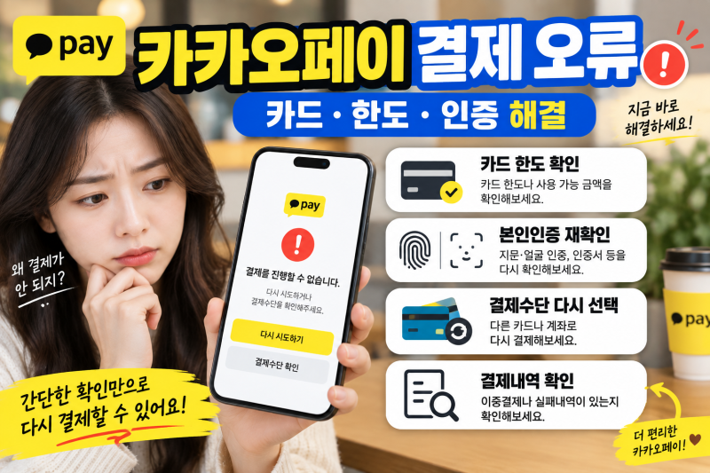 카카오페이 결제 오류｜카드·한도·인증 안 될 때 해결방법 총정리