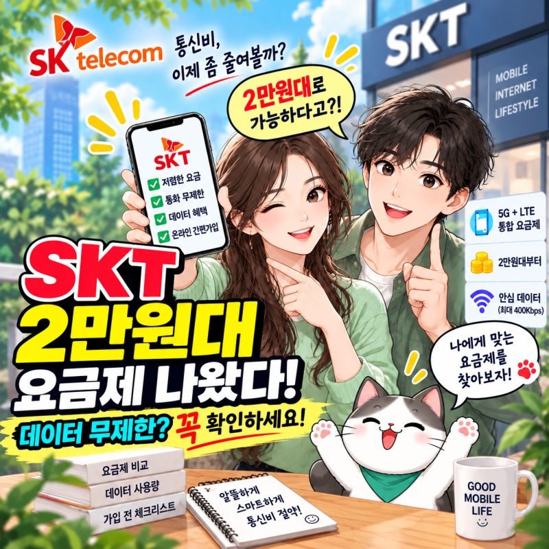 SKT 2만원대 요금제 나왔다! 데이터 무제한? 400Kbps 꼭 확인하세요