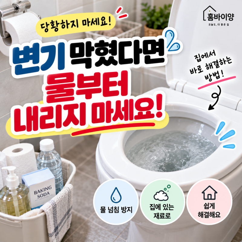 뚫어뻥 없이 막힌 변기 뚫는법, 당황해서 물부터 내리지 마세요