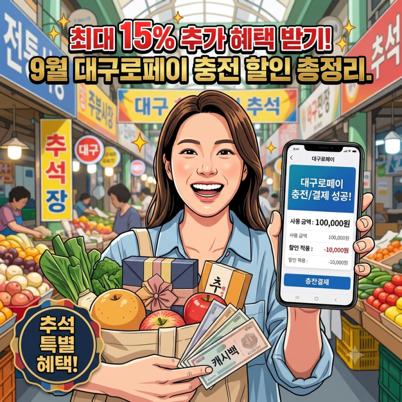 대구로페이 9월 충전 할인율 10% 사용처 정리, 최대 15% 받는 사람은 따로 있다
