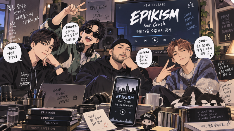 에픽하이 EPIKISM 발매, 크러쉬 피처링·미쓰라 돌사진 커버까지