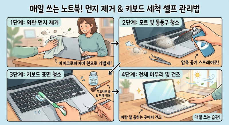 매일 쓰는 노트북 먼지 제거와 키보드 세척 셀프 관리법