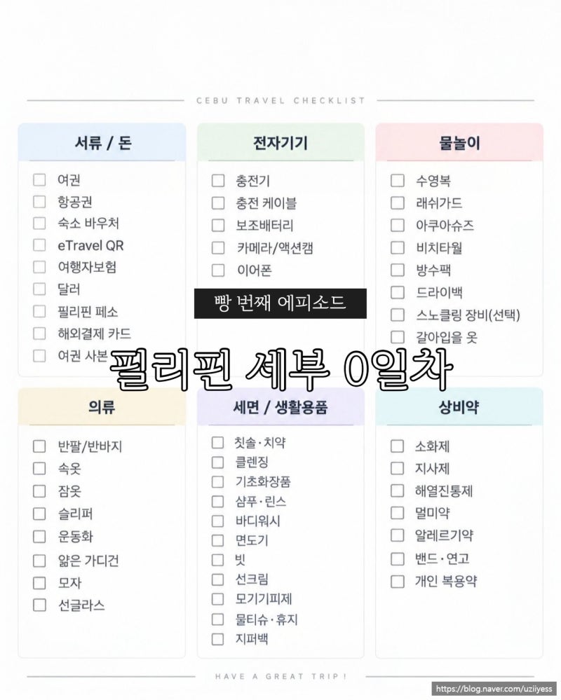 세부여행 0일차｜필리핀 이트래블 작성부터 준비물 리스트·환전·eSIM까지 총정리