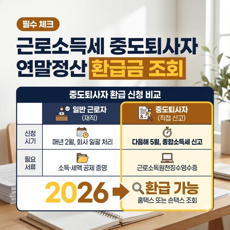 "환급금이 남았다니" 중도퇴사자 연말정산 환급금 조회 방법