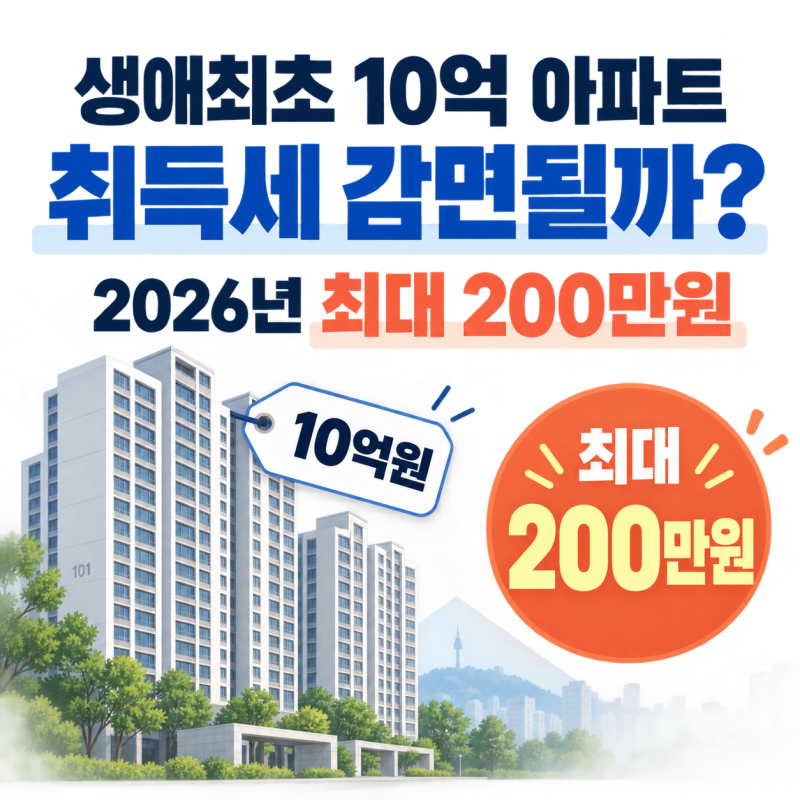 생애최초 10억 아파트도 취득세 감면될까? 2026 요건과 200만원 계산