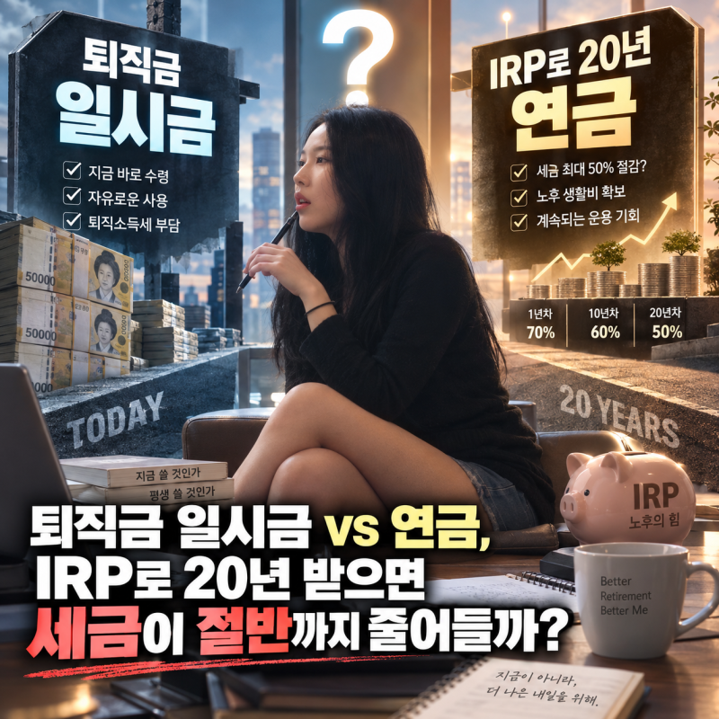 퇴직금 일시금 vs 연금, IRP로 20년 받으면 세금이 절반까지 줄어들까