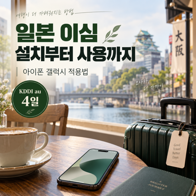 일본 이심 설치 방법 아이폰 갤럭시 KDDI 무제한 4일 사용 가이드