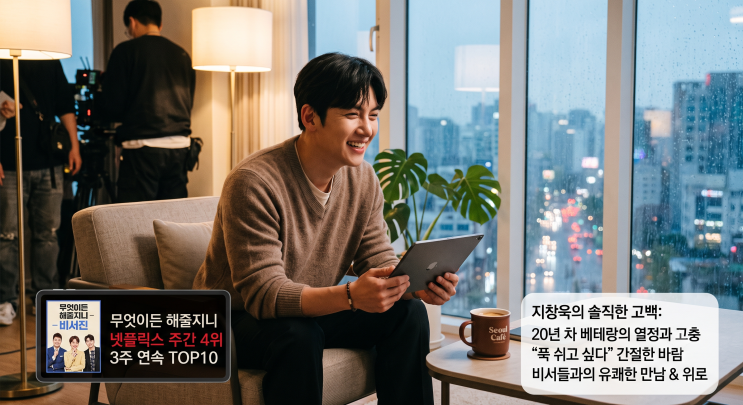 [엔터] 20년 차 <b>지창욱</b>의 고백! 1년 열흘 <b>휴식</b>과 5천만 뷰 키스신 비하....