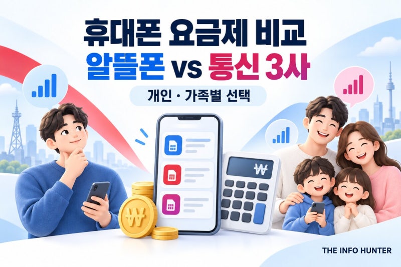 알뜰폰이 무조건 저렴할까? SKT·KT·LGU+ 개인·가족 휴대폰 요금 비교 총정리