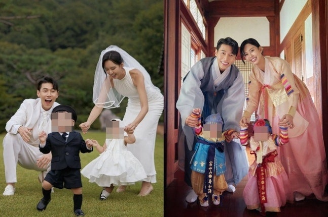 지소연♥송재희, 쌍둥이 돌사진 실신 사고 뒤 더 특별해진 첫 생일