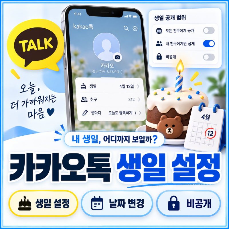 카카오톡 생일 설정 방법, 비공개 하는법까지