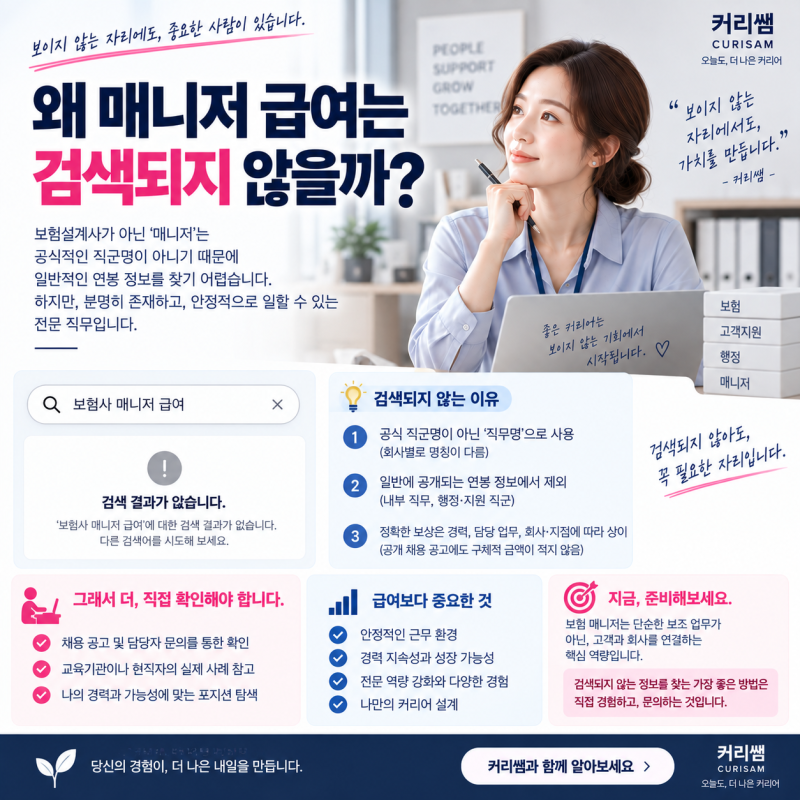 보험 매니저 월급이 검색해도 안 나오는 이유 — 급여 구조를 읽는 법