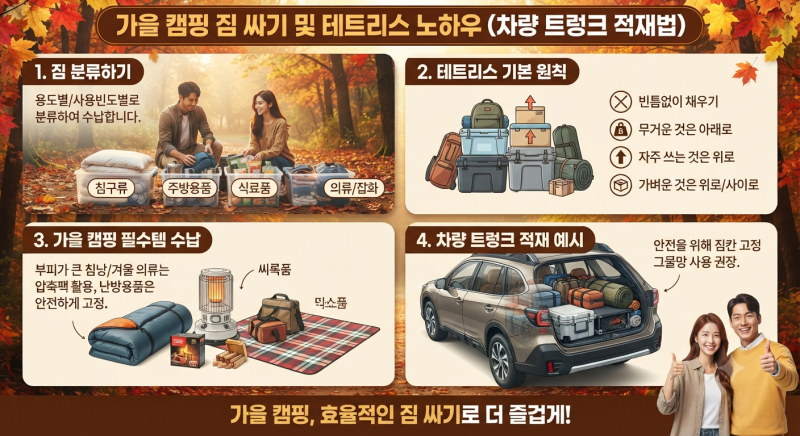 '가을 캠핑 짐 싸기 및 테트리스 노하우 (차량 트렁크 적재법)'
