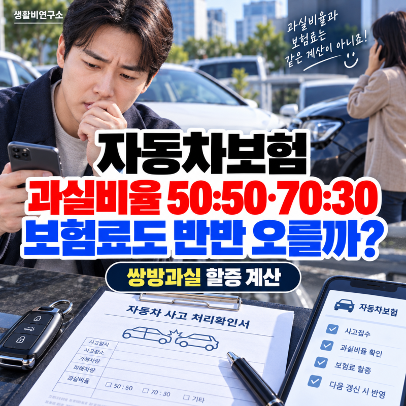 자동차보험 과실비율 50:50·70:30이면 보험료도 반반 오를까? 쌍방과실 할증 계산