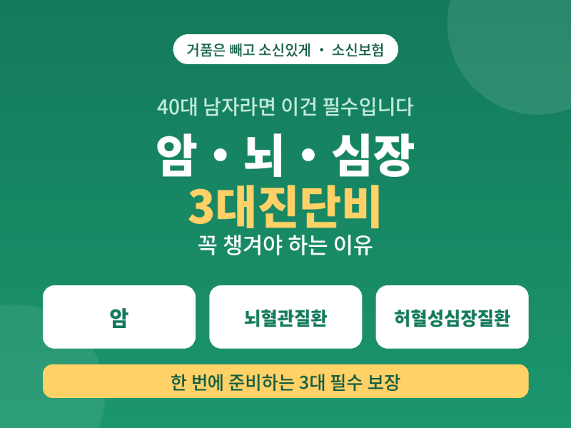 40대 남자, 실비만 믿나요? 갓성비 3대진단비 건강보험