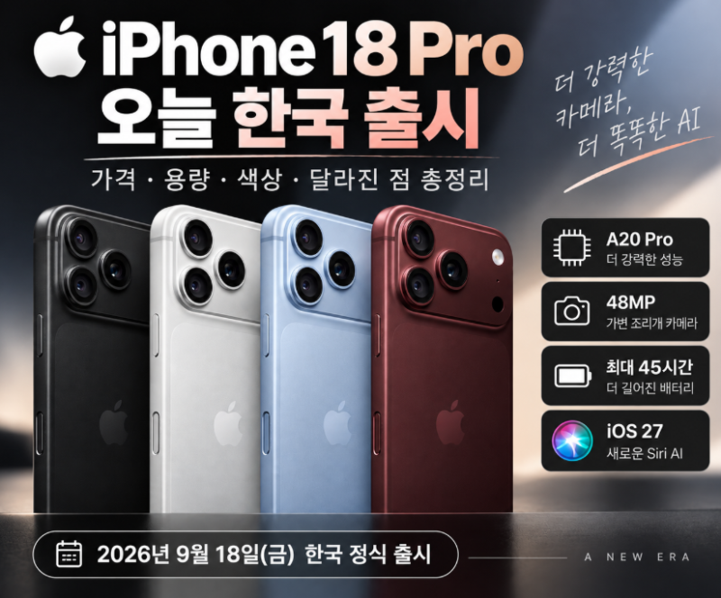 아이폰 18 프로 오늘 한국 출시, 가격·용량·색상과 달라진 점 총정리