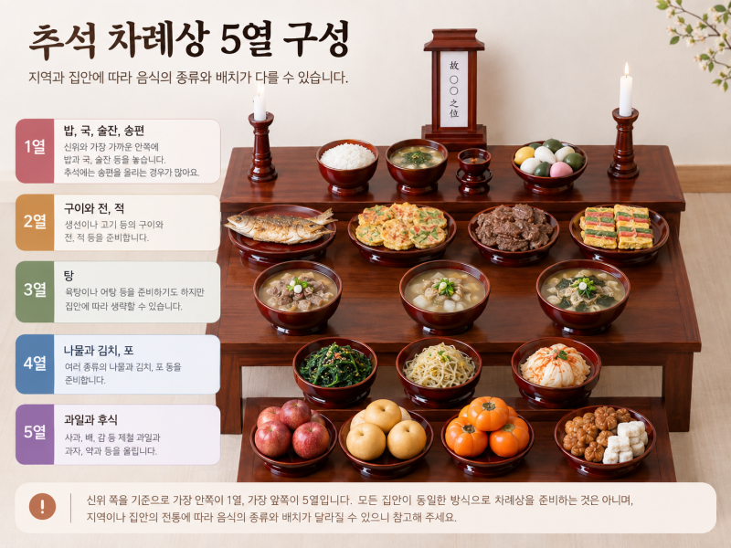 추석 차례상 차리는법 제사상 음식 종류와 위치 총정리
