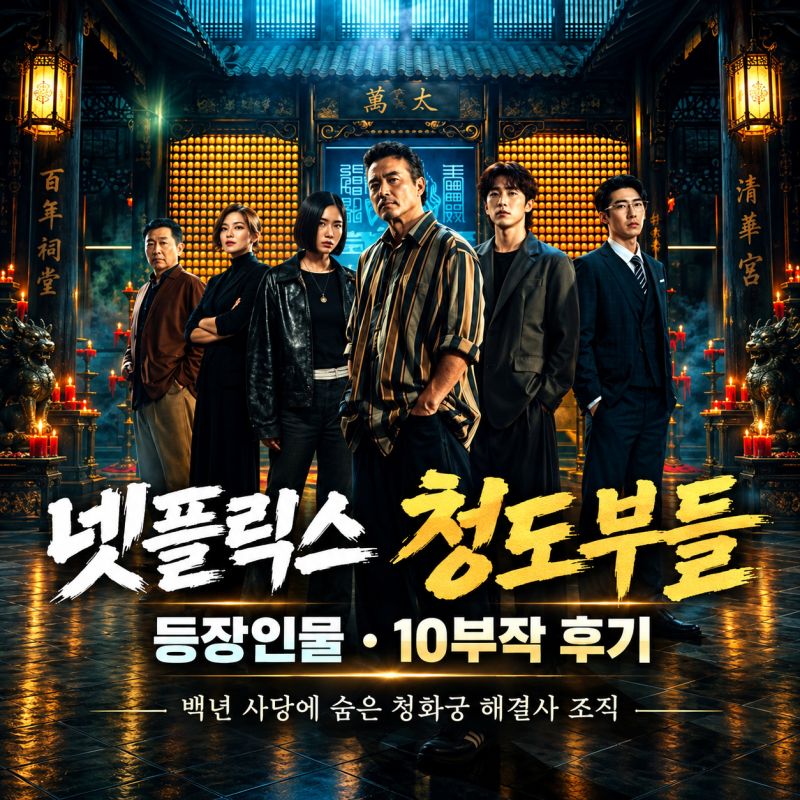 넷플릭스 청도부들 등장인물 10부작 후기, 백년 사당에 숨은 청화궁 해결사 조직