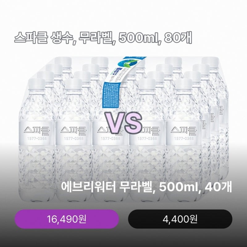 스파클 생수 무라벨 500ml 80개 외 2종, 가성비 최고일까?