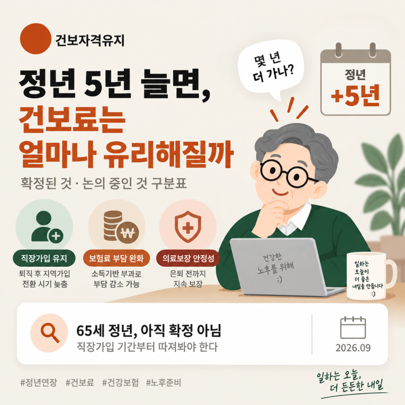 정년연장 건강보험 — 정년이 5년 늘면 건보료는 얼마나 달라지나