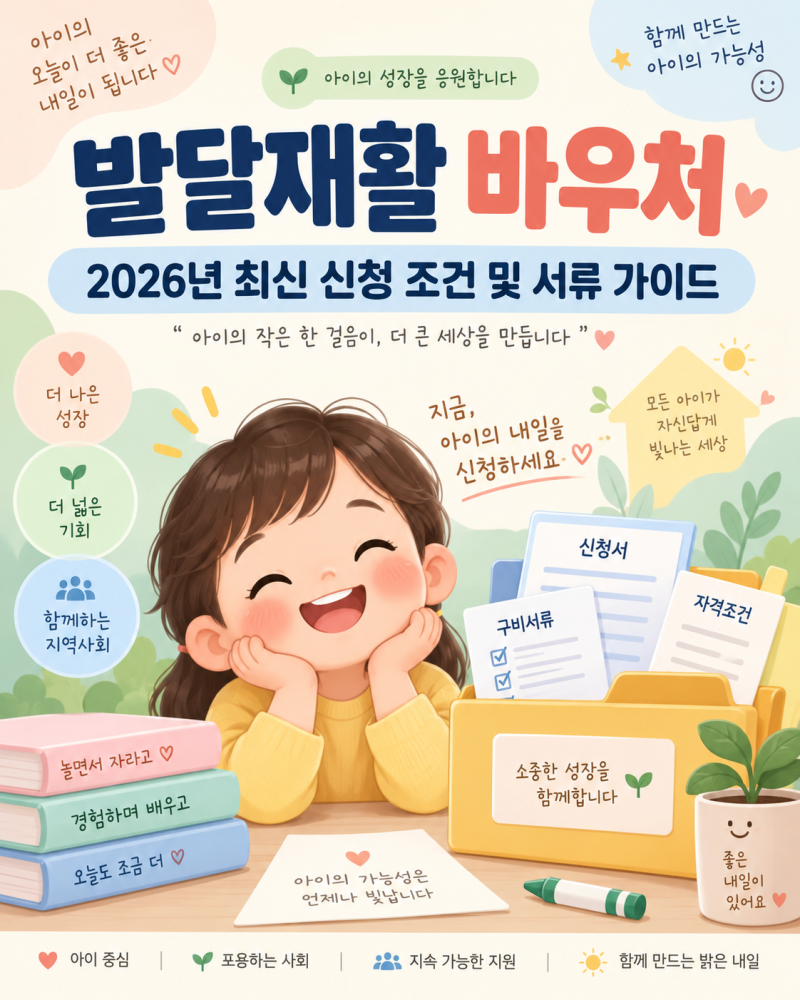 발달재활 바우처 신청, 2026년 최신 자격 요건과 서류 10분 정리