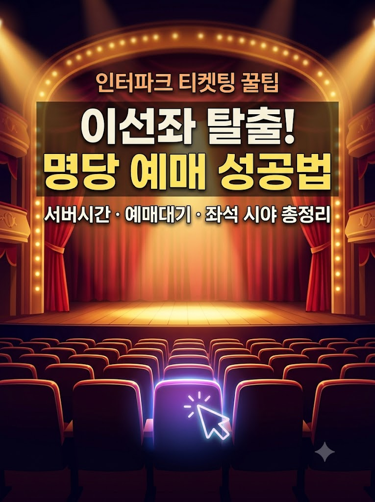 뮤지컬 티켓팅 꿀팁! 인터파크 예매대기부터 서버시간·좌석 시야 명당 총정리 (피켓팅 올패....