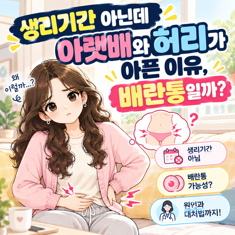 생리기간 아닌데 아랫배와 허리가 아픈 이유, 배란통일까?