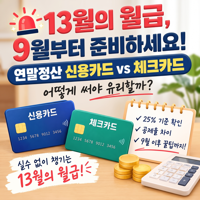 13월의 월급, 9월부터 달라진다? 연말정산 신용카드 vs 체크카드 사용법