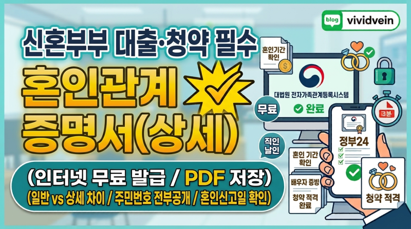신혼부부 대출·청약 필수: 혼인관계증명서 상세 인터넷 무료 발급 방법 (대법원 전자가족관....