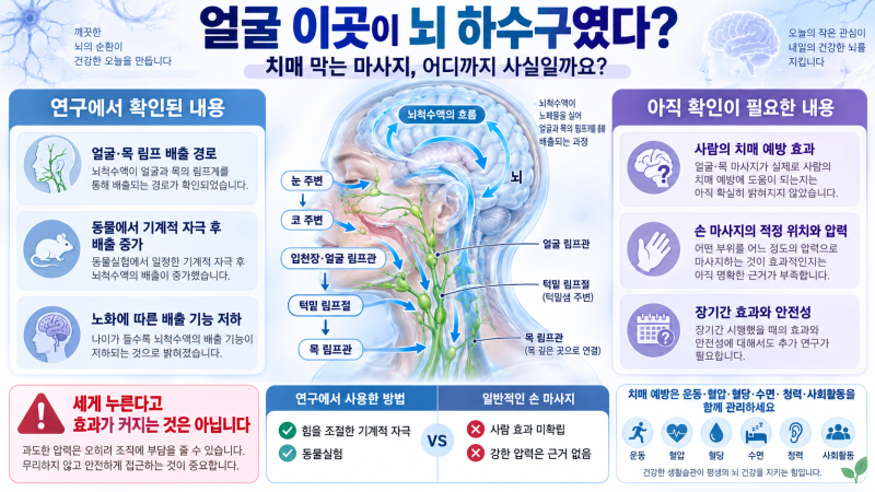 [치매예방]얼굴 이곳이 뇌 하수구였다? 세계 놀란 ‘치매 막는 마사지’ 연구 어디까지 사실....