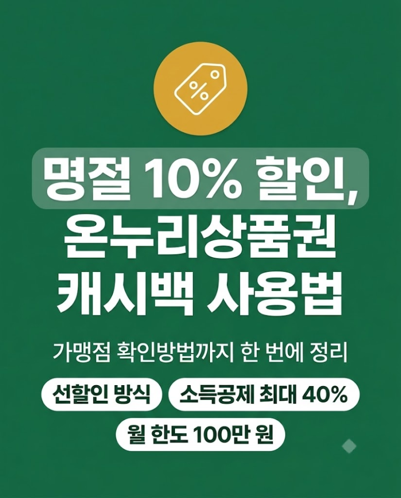 월 100만 원까지 10% 할인, 온누리상품권 캐시백 사용법과 가맹점 확인방법