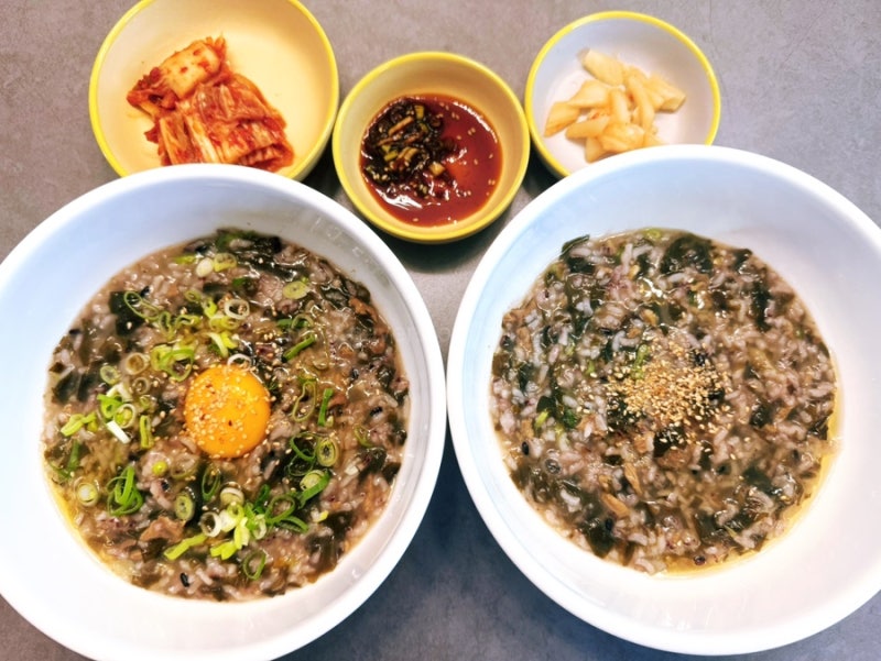 남은 미역국 요리, 소고기 미역 죽 만들기.