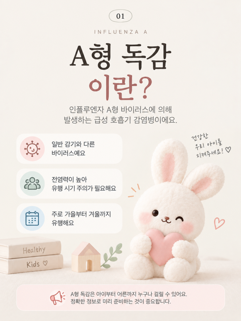 [아이 A형 독감] 증상부터 검사, 격리기간, 등원시기까지 총정리