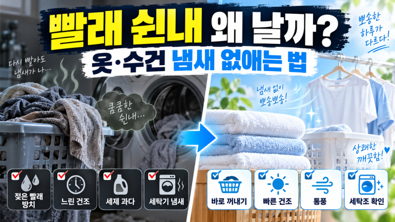 빨래 쉰내 왜 날까? 다시 빨아도 냄새나는 옷·수건 냄새 없애는 법