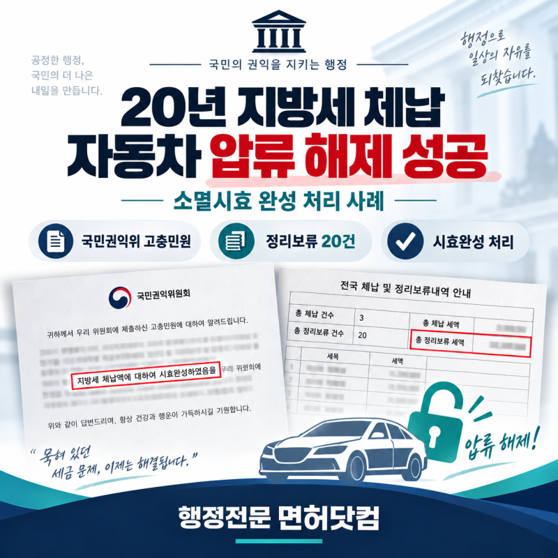 20년 가까이 된 지방세 체납, 자동차 압류가 해제되고 소멸시효 완성으로 정리된 실제 사례