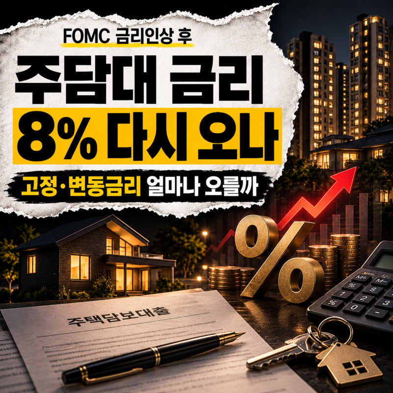 주담대 금리 8% 다시 오나? FOMC 금리인상 후 변동금리·대출이자 전망